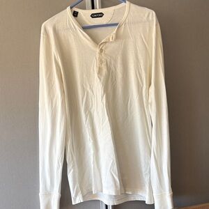 Tom Ford Cream Long-Sleeve Henley Shirt